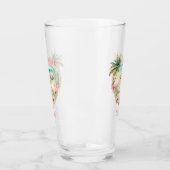 Flamingo Summer Beach Herz Tropischer rosa Name Glas (Links)