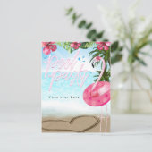 Flamingo Summer Birthday POOL PARTY Beach Einladungspostkarte (Stehend Vorderseite)