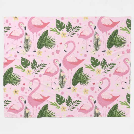 Flamingo Summer Collection 1 Design 8 Fleecedecke (Vorderseite (Horizontal))