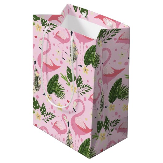 Flamingo Summer Collection 1 Design 8 Mittlere Geschenktüte (Rückseite Schrägansicht)