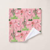 Flamingo Summer Collection Ein Design 4 Badhandtuch Set (Waschlappen)