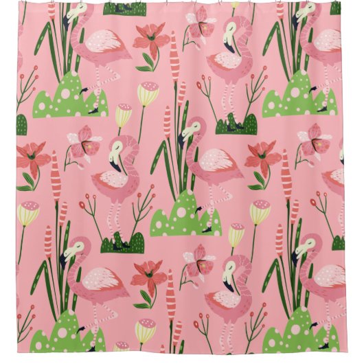 Flamingo Summer Collection Ein Design 4 Duschvorhang (Vorderseite)