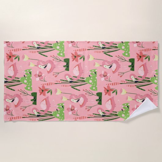 Flamingo Summer Collection Ein Design 4 Strandtuch (Vorderseite)