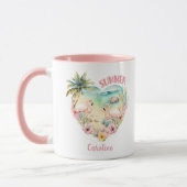 Flamingo Summer Heart Tropical Giro Name Pink Tasse (Links)