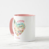 Flamingo Summer Heart Tropical Giro Name Pink Tasse (Vorderseite Links)