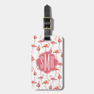 Flamingo Summer   Monogramm   Gepäckmarke Gepäckanhänger