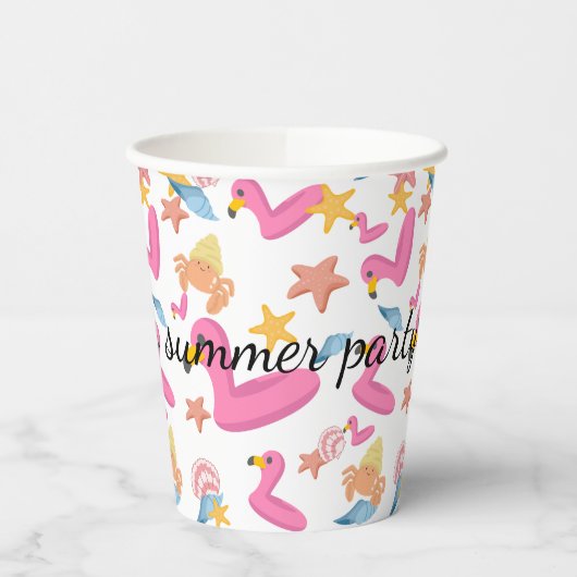 Flamingo summer party text pappbecher (Links)