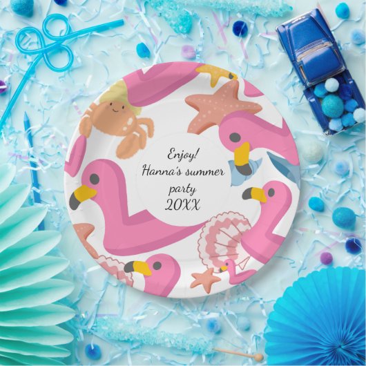 Flamingo summer party text pappteller (Party)