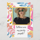 Flamingo summer party with photo einladung (Vorne/Hinten)