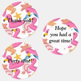 Flamingo summer party with text etiketten