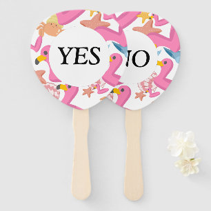 Flamingo summer party Yes No game Fächer