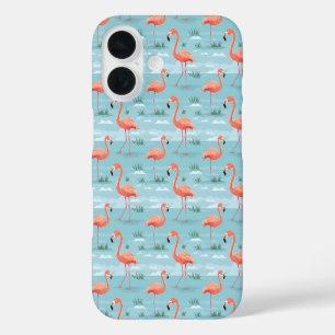 Flamingo Summer Pattern iPhone 16 Hülle