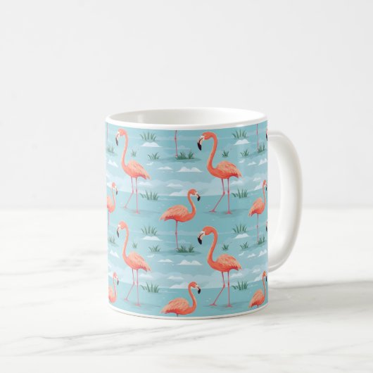 Flamingo Summer Pattern Kaffeetasse (VorderseiteRechts)