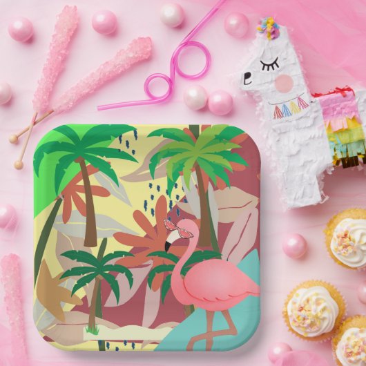 Flamingo Summer Themed Pappteller (Party)