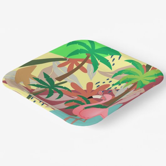 Flamingo Summer Themed Pappteller (Gewinkelt)