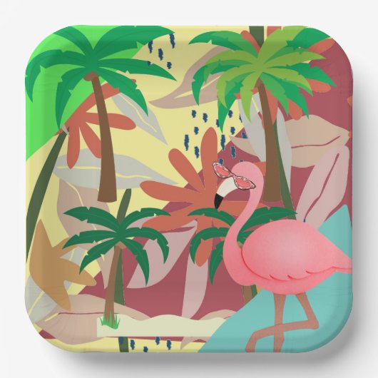 Flamingo Summer Themed Pappteller (Vorderseite)