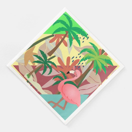 Flamingo Summer Themed Serviette (Ecke)