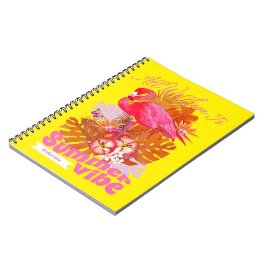 Flamingo Summer Yellow Notizblock (Linke Seite)