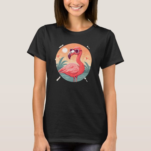 Flamingo Sunglasses Pink Bird Tropical Bird T-Shirt (Vorderseite)