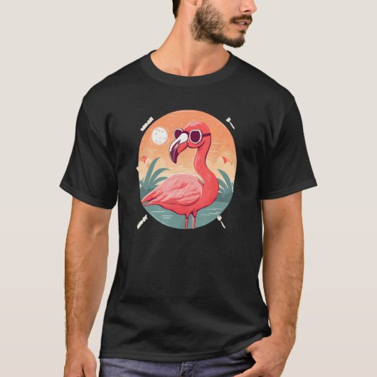 Flamingo Sunglasses Pink Bird Tropical Bird T-Shirt (Vorderseite)