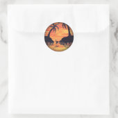 Flamingo Sunset Art von EelKat Runder Aufkleber (Tasche)