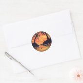 Flamingo Sunset Art von EelKat Runder Aufkleber (Umschlag)