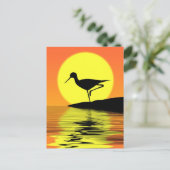 Flamingo Sunset Postcard Postkarte (Stehend Vorderseite)