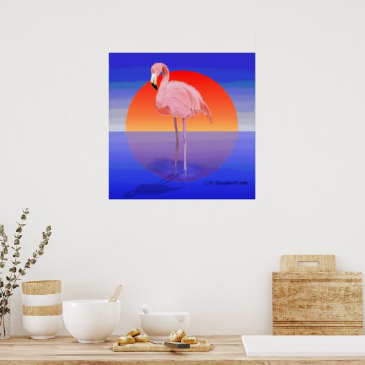 Flamingo Sunset Poster (Küche)