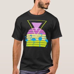 Flamingo Sunset Retro Style Grafik T-Shirt