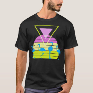 Flamingo Sunset Retro Style Grafik T-Shirt