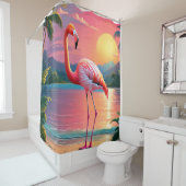 Flamingo Sunset Tropical Beach Duschvorhang (Beispiel)