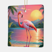 Flamingo Sunset Tropical Beach Keramikornament (Links)