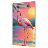 Flamingo Sunset Tropical Beach Klemmbrett (Links)