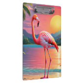 Flamingo Sunset Tropical Beach Klemmbrett (Rechts)