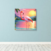 Flamingo Sunset Tropical Beach Leinwanddruck (Insitu (Holzboden))