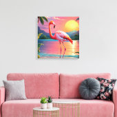 Flamingo Sunset Tropical Beach Leinwanddruck (Insitu (Wohnzimmer))