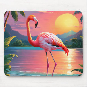Flamingo Sunset Tropical Beach Mousepad