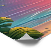 Flamingo Sunset Tropical Beach Poster (Ecke)