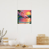 Flamingo Sunset Tropical Beach Poster (Küche)