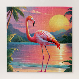 Flamingo Sunset Tropical Beach Puzzle