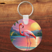 Flamingo Sunset Tropical Beach Schlüsselanhänger (Vorderseite)