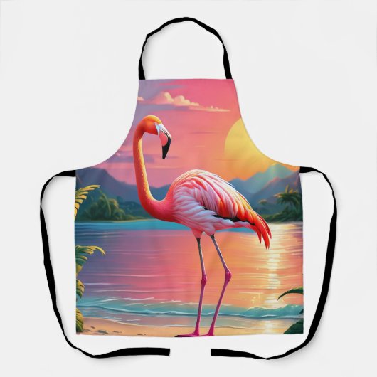 Flamingo Sunset Tropical Beach Schürze (Vorderseite)