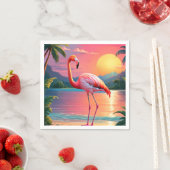 Flamingo Sunset Tropical Beach Serviette (Beispiel)
