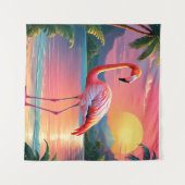Flamingo Sunset Tropical Beach Wandteppich (Vorderseite (Horizontal))