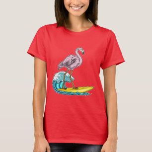 Flamingo Surfer Surfboard T-Shirt