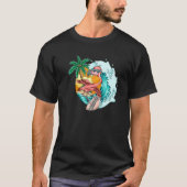 Flamingo Surfer Surfen Wave 1 T-Shirt (Vorderseite)