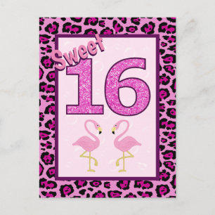 Flamingo Sweet Sixteen Geburtstag Postkarte