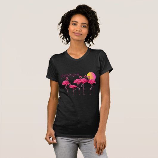 Flamingo-Tango am Sonnenuntergang--T - Shirts u. (Vorne ganz)