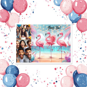 Flamingo-Tanz- und Feier-Geburtstagsfoto Dankeskarte