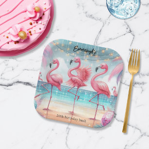Flamingo-Tanz- und Geburtstagsfeier-Party Pappteller